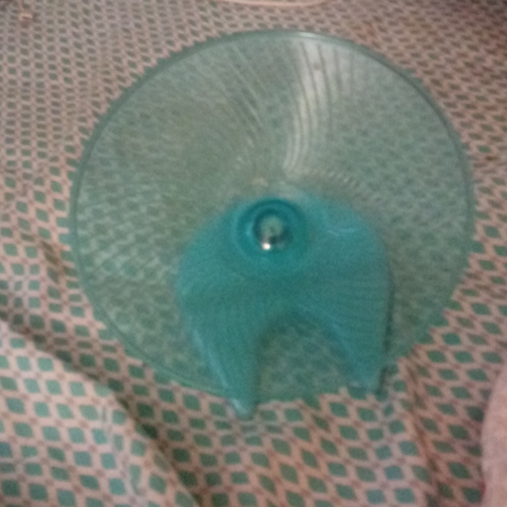 A blue spinning wheel for hamsters